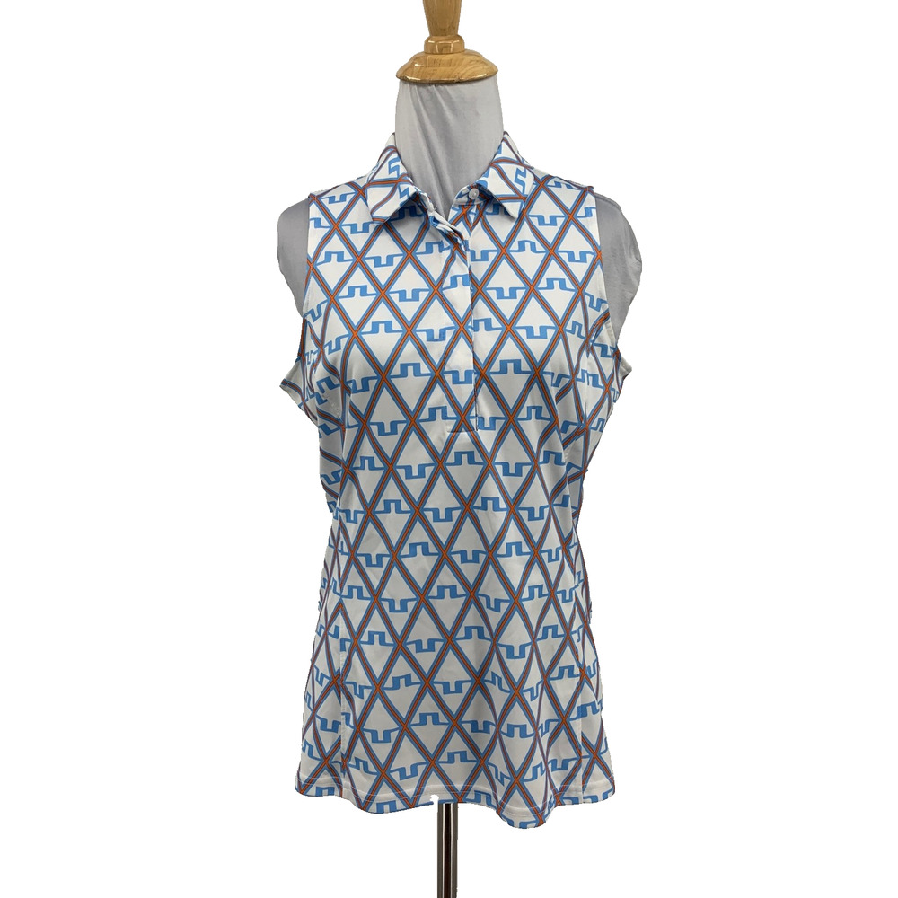 J Lindeberg Polo Shirt Womens M Medium Multi Dena Logo Sleeveless Performance